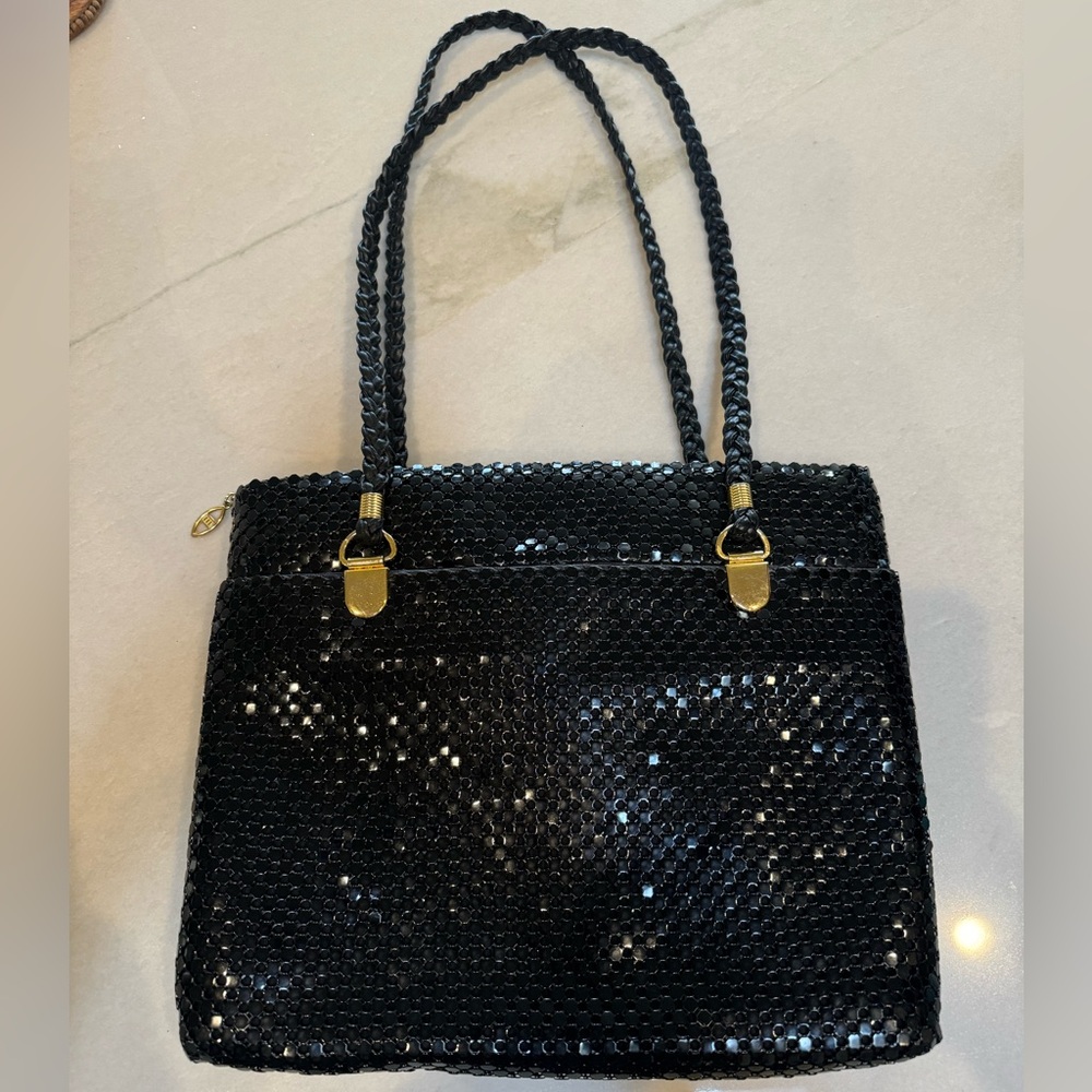 Black Formal 10X12" Jotta Jayco Calif CHAINMAILE Metal Beaded Bag Purse
